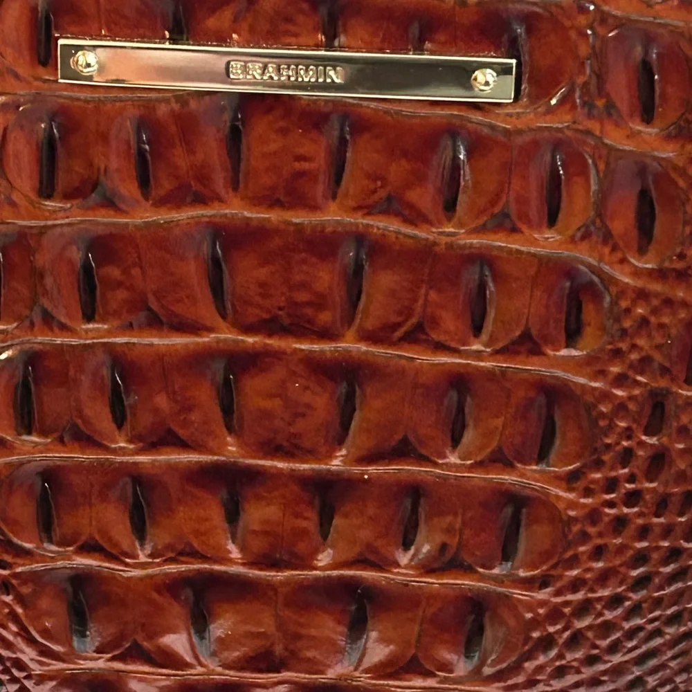 Brahmin Rich Brown Crocodile Embossed Tote & Wallet New